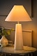 image 2 of ValueLights Margot White Marble Bedside Table Lamp Linen Taper Shade & Bulb | White