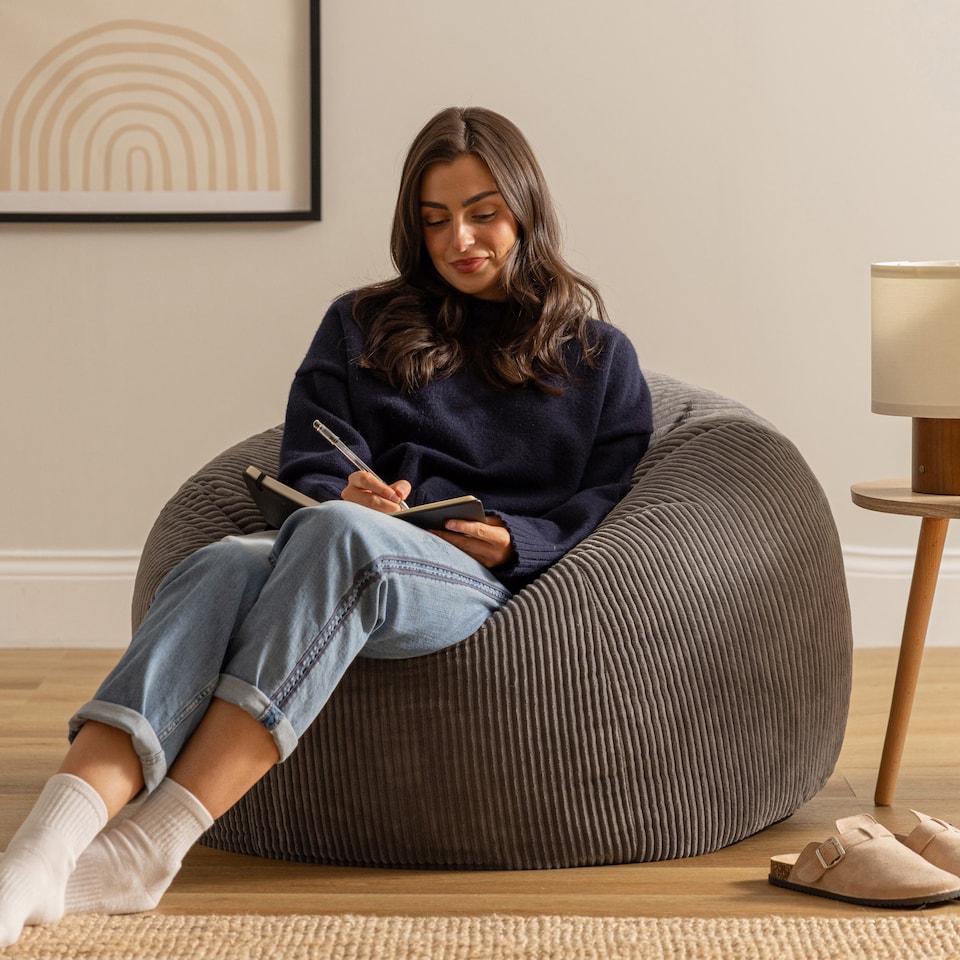 image 1 of icon Kingston Classic Beanbag Corduroy Charcoal Set of 2