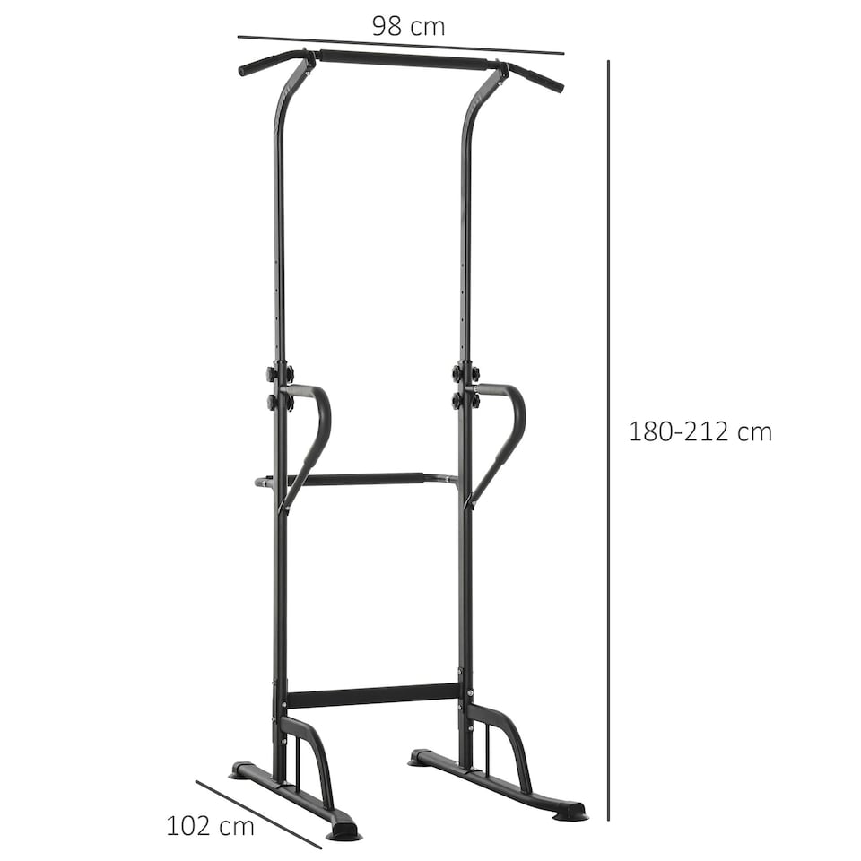 image 1 of HOMCOM Power Tower Multi-Function Pull Up Station w/ Adjustable Height for Gym