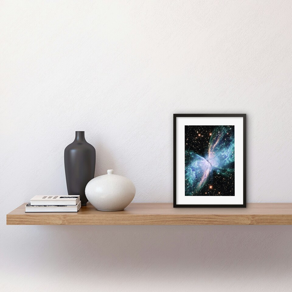 image 1 of Hubble Space Butterfly Nebula Bipolar Galaxy Wings Gas 9x7" Black Framed Wall Art Print