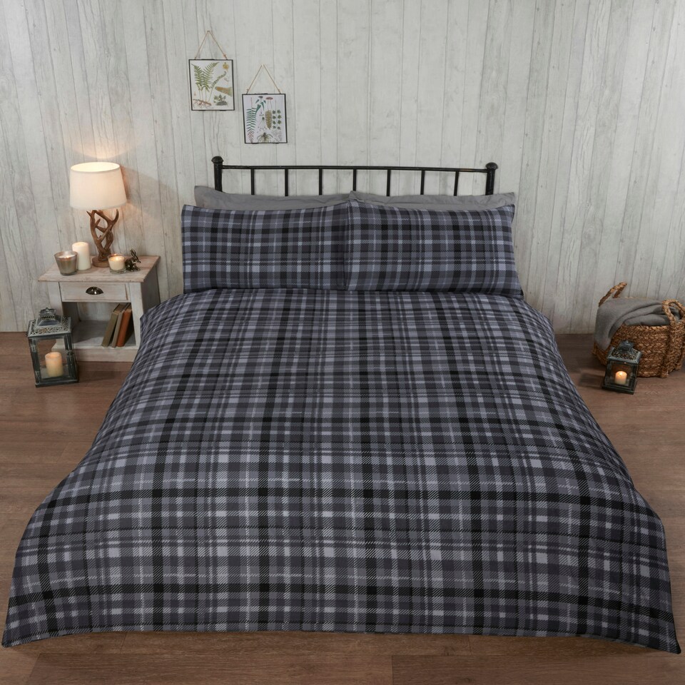 image 1 of Angus Stag Brushed Cotton Bedding Set Grey | Single