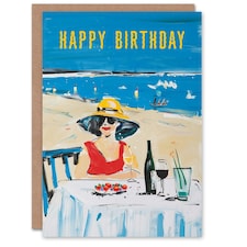 Vacation Beach Holiday Oil Woman Birthday Card