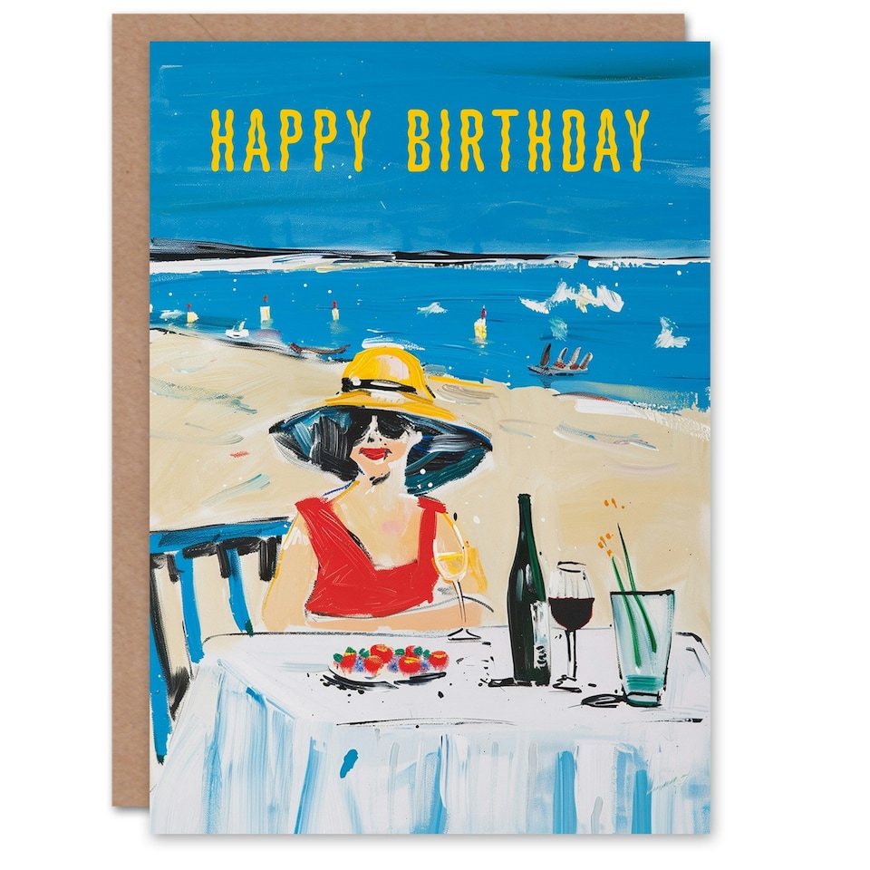 image 1 of Vacation Beach Holiday Oil Woman Birthday Card