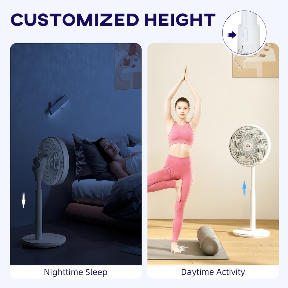 image 1 of HOMCOM Quiet Pedestal Fan with Oscillating, Tilt | White