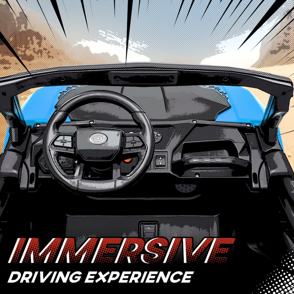 image 1 of AIYAPLAY 24V Electric Ride on Car, 2-Seater Electric Car for Kids with Remote Control, Light, Bluetooth, Soft Start, Suspension Spring, 2 Motors Children Ride on Toy UTV Truck | Blue