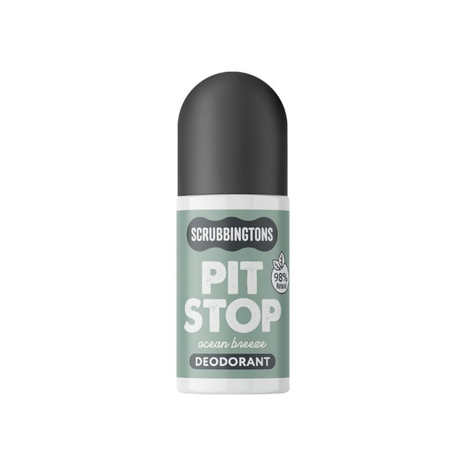 image 1 of Scrubbingtons Pit Stop Natural Deodorant For Women, Men, Roll On For Sensitive Skin Made in UK Paediatrician approved, Aluminium & Alcohol Free, Vegan & Cruelty Free, Ocean Breeze 75ml | Multi | 1
