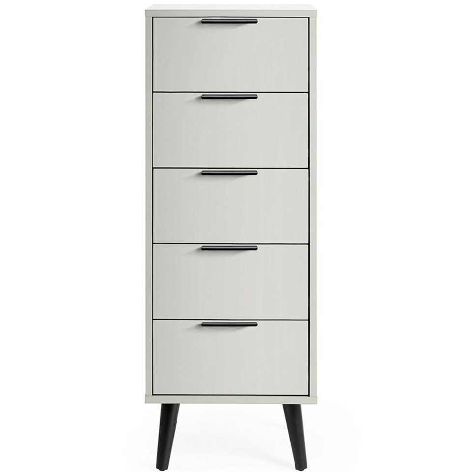 image 1 of Silk Grey Narrow Chest of Drawers (5 Drawers)