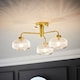 image 2 of ValueLights Amaia Gold IP44 3 Way Clear Ribbed Glass Ceiling Light & Bulbs | Gold