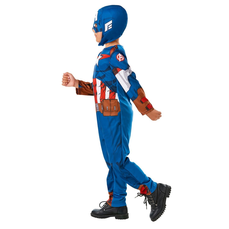 image 1 of Captain America Childrens/Kids Costume - Blue/Red/White - 5-6 Years Blue | 5