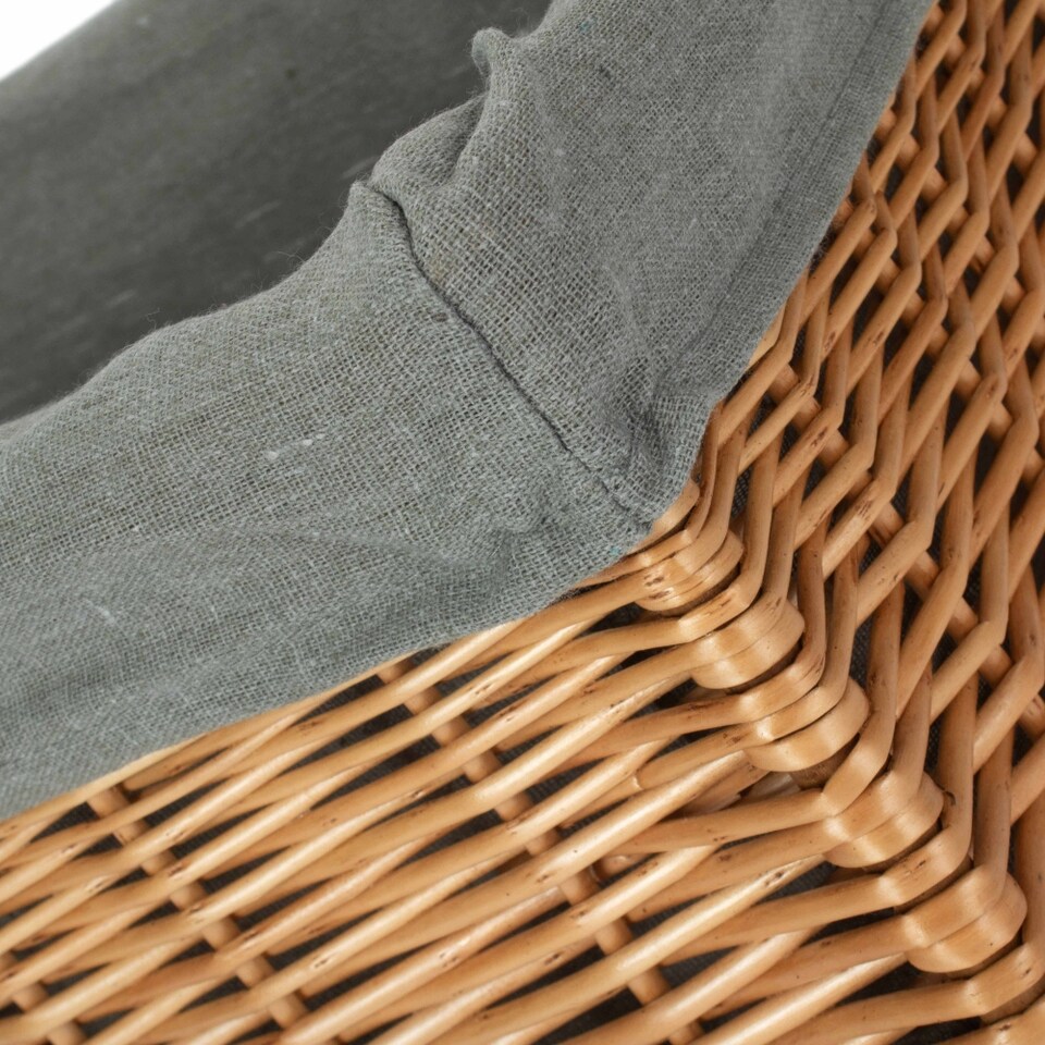 image 1 of Medium Double Steamed Grey Cotton Lined Willow Storage Baskets | Grey | Grey