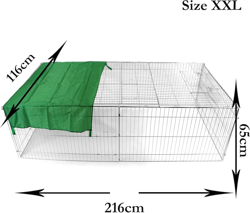 image 1 of Actiaspet - Metal Run for Rabbit/Guinea Pig/Chicken/Duck/Ferret/Dog/Cat Pet Enclosure with Roof Sunshade (Grey, XXLarge)