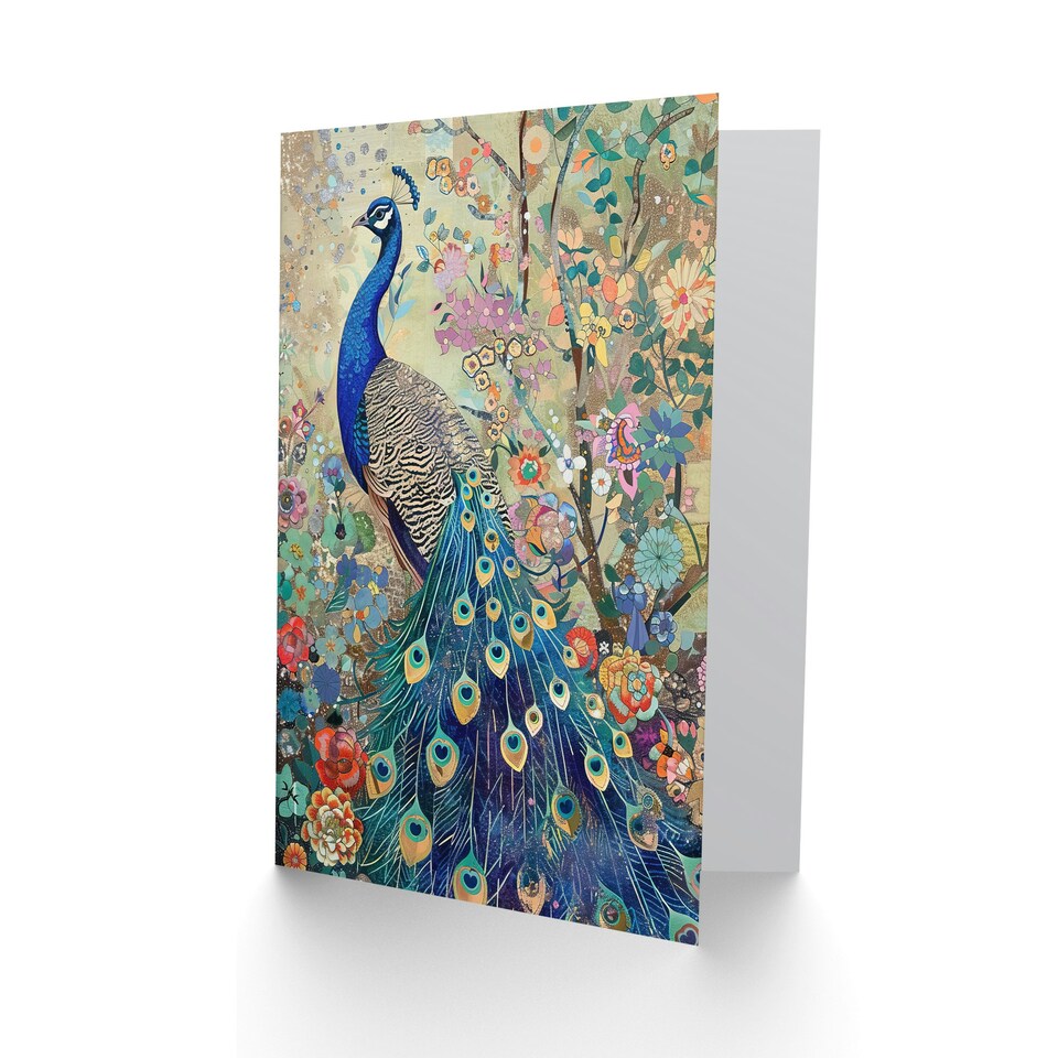 image 1 of Detailed Wildflower Forest Peacock Him Her Birthday Card