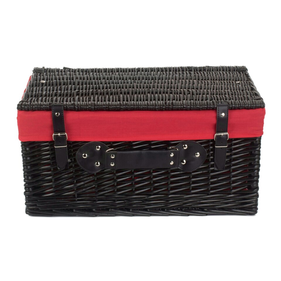 image 1 of 51cm Empty Willow Wicker Picnic Basket with Lining Red | Red | One Size
