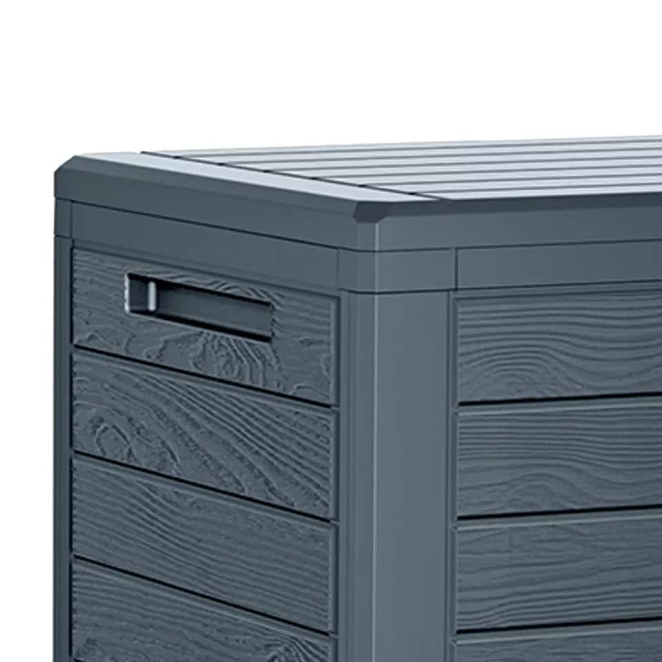 image 1 of Anthracite Garden Storage Box - Wood Design | Black | Horizontal Stripes | 1