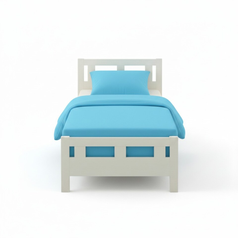 image 1 of Flannelette Cotton Cot Bed Duvet Cover Set Brushed Warm Bedding Set | Blue | Toddler