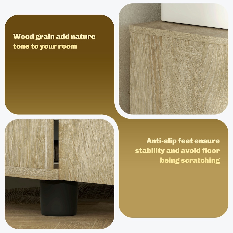 image 1 of Vinsetto 2-Tier Locking Filing Cabinet Office Storage Cabinet, Oak