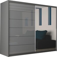 Stylish 150cm Bedroom Wardrobe with Sleek Design & Space-Saving Sliding Doors Grey | Grey150cm
