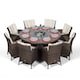image 3 of Savannah Round 8 Seater Rattan Dining Set Ice Bucket Drinks Cooler | Brown | Brown