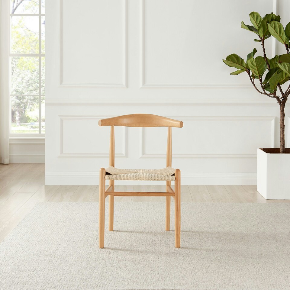 image 1 of Furniturebox Lugar 2x Solid Beech Wooden Rope Dining Chairs