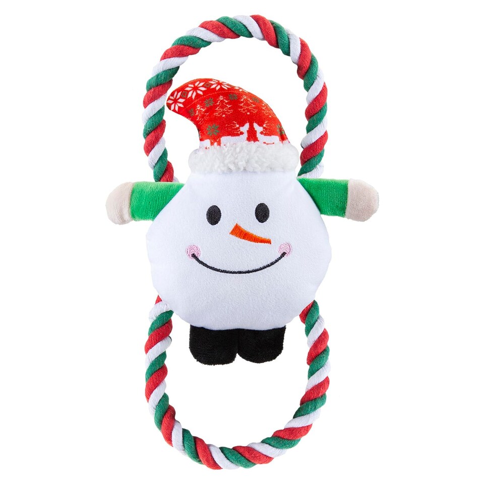 image 1 of PMS Christmas Snowman Pet Toy 46.5cm x 20cm White - Festive Holiday Gift