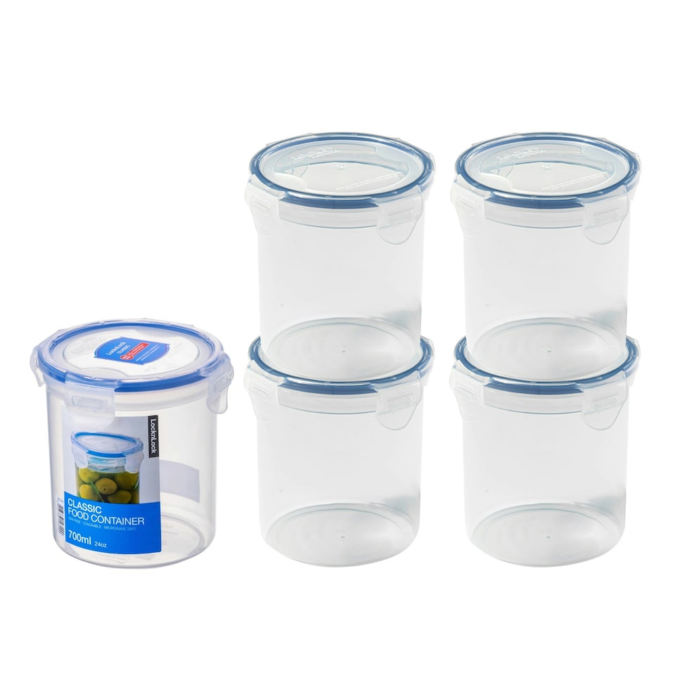 image 1 of LocknLock Round Food Containers with Lids, 5 x 700ml