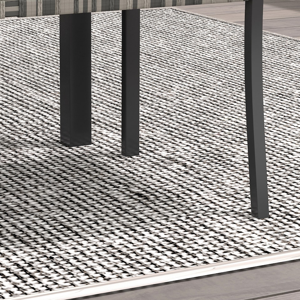 image 1 of Outsunny 4 Seater Rattan Dining Set with Rectangular Glass Top Table and 4 Armchairs, PE Rattan Garden Furniture Set, Outdoor Dining Table and Chairs for Patio, Balcony, Terrace, Mixed Grey