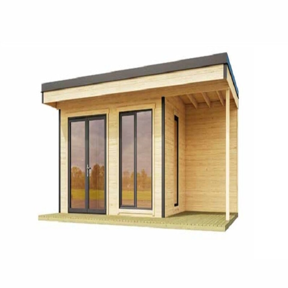 image 1 of Domeo 7 + Domeo 7 Al. pack-Log Cabin, Wooden Garden Room, Timber Summerhouse, Home Office - L605 x W390 x H250.8 cm Brown
