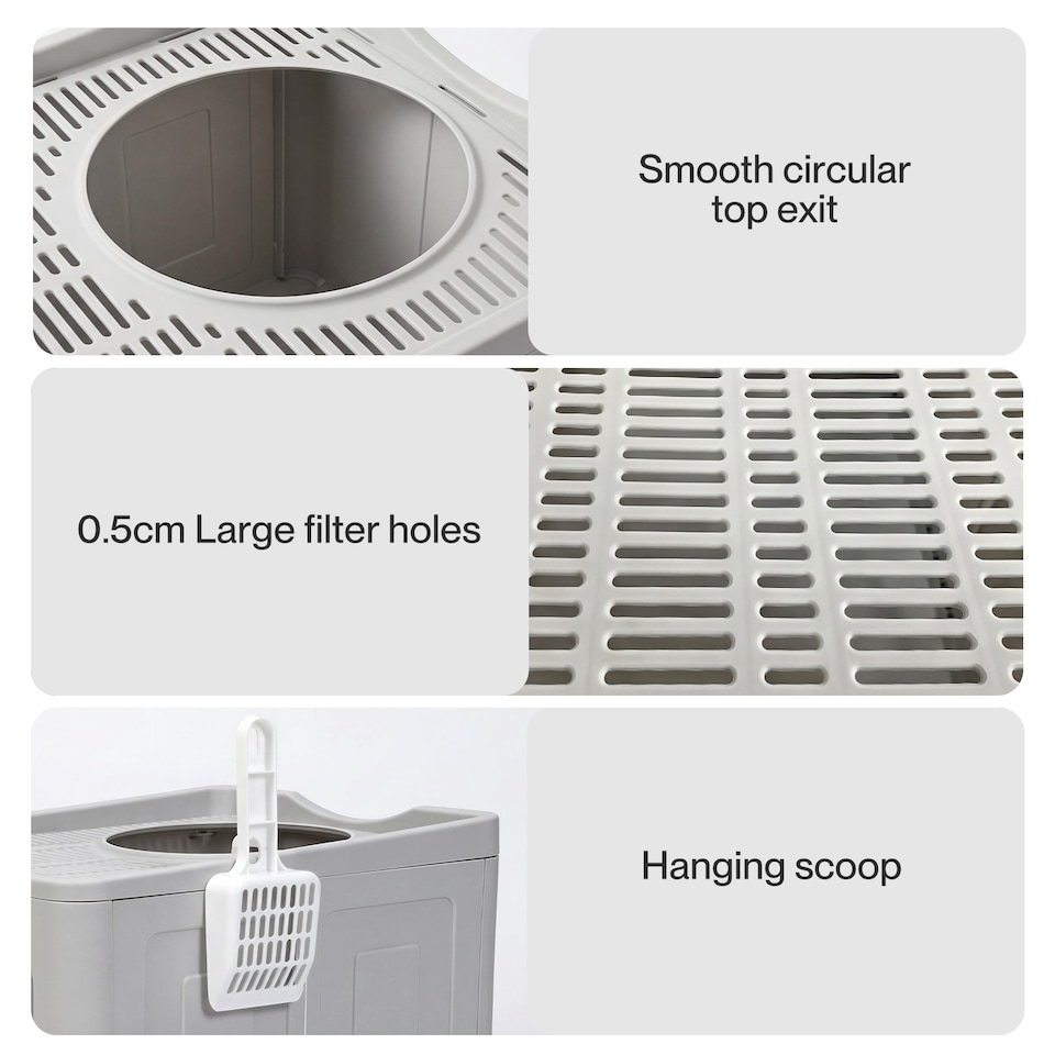 image 1 of Skylos Cat Litter Box Foldable Entry Top Exit Anti Tracking Cat Litter Tray