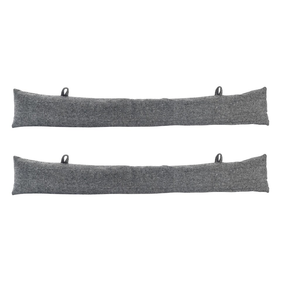 image 1 of Nicola Spring Herringbone Draught Excluders - 78.5cm - Grey - Pack of 2