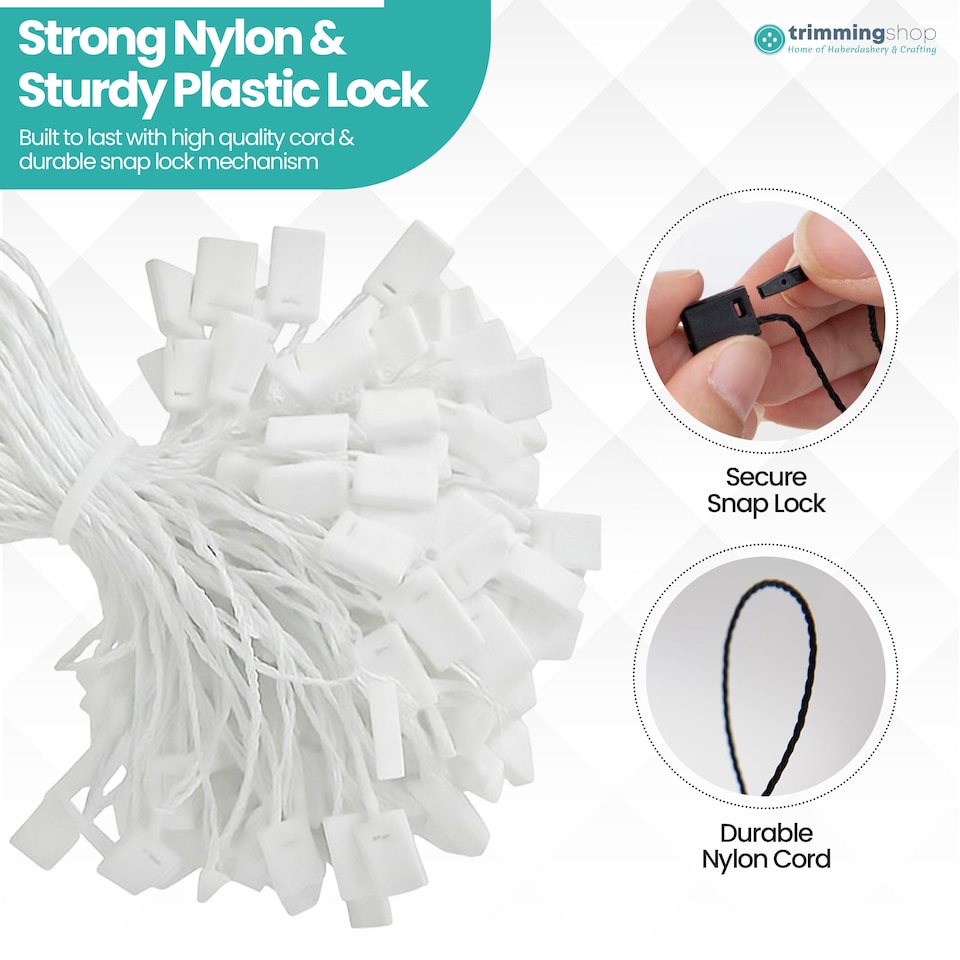 image 1 of 7 Inch Plastic String Tags, Nylon Label Snap Lock - 100pcs