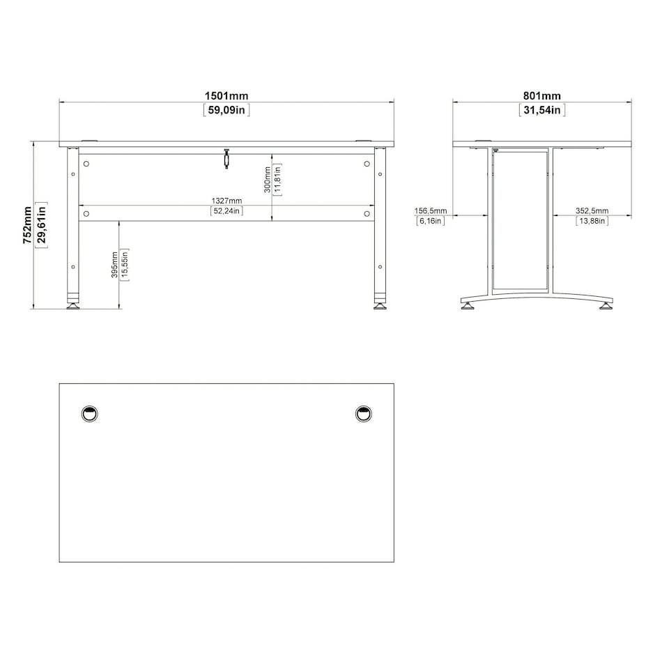 image 1 of Prima Desk 150cm in White with White Legs