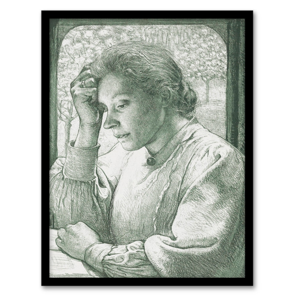 image 1 of Richard Roland Holst Framed Wall Art Pencil Portrait of Henriette Home Décor