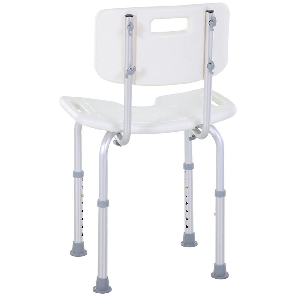 image 1 of HOMCOM Adjustable Aluminum Shower Bath Stool Spa Chair w/ Non-Slip Feet, Handle