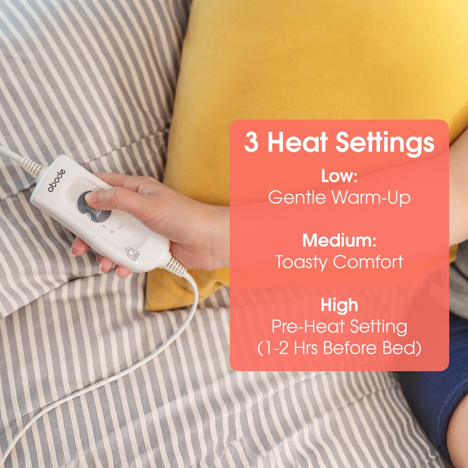 image 1 of Abode AESB1001 Single Electric Blanket 60W Heated Underblanket White 3 Heats