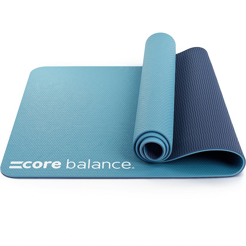 image 1 of TPE Yoga Mat with Strap (6mm Thick) - Blue