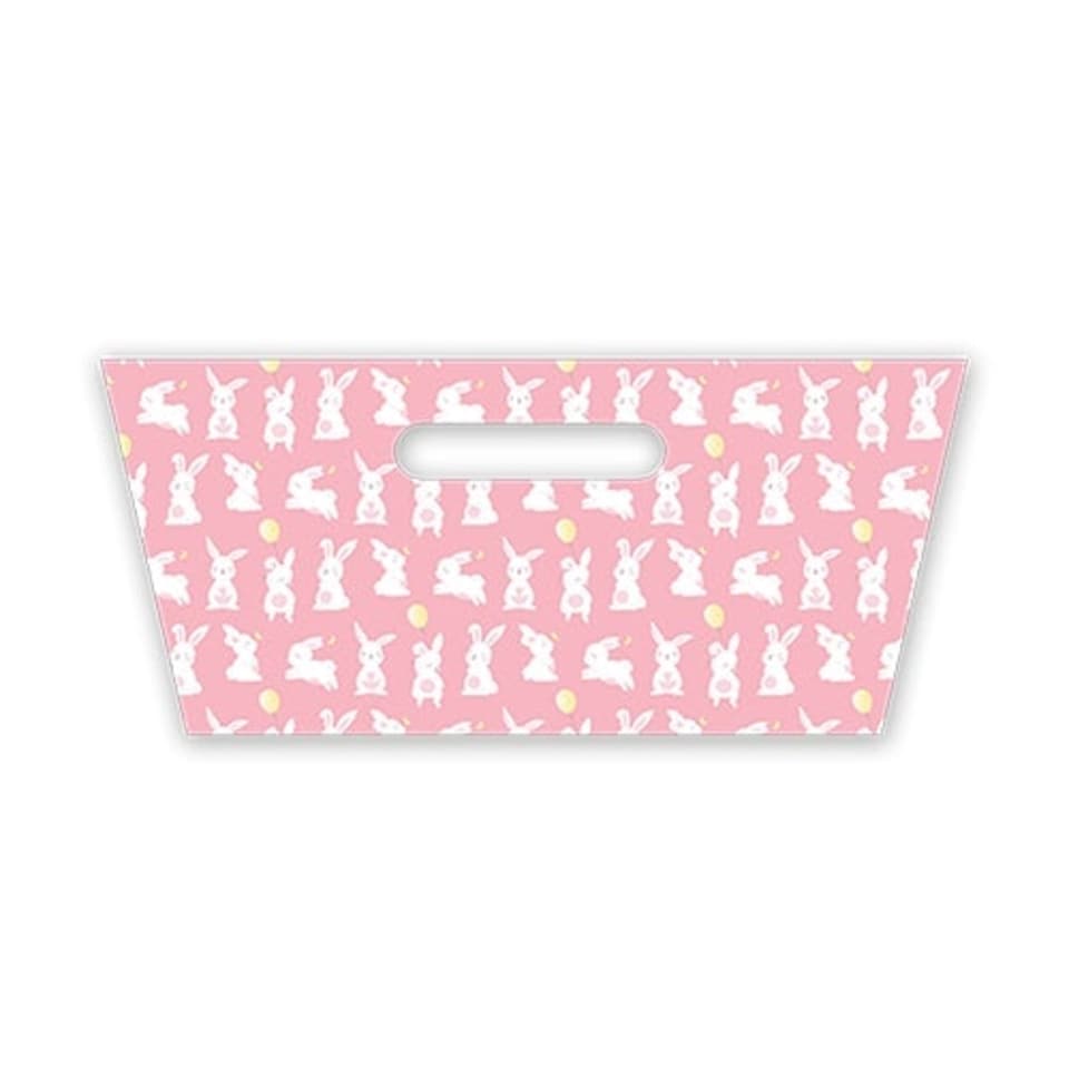 image 1 of Easter Bunnies Pastel Pink Rectangular Hamper Basket 33cm