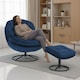 image 7 of Velvet Sage Green Azura Swivel Accent Chair with Footstool
