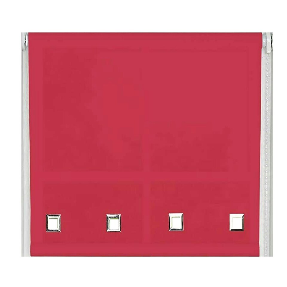 image 1 of 210cm Red Square Eyelet Edge Roller Blind | Red | Red