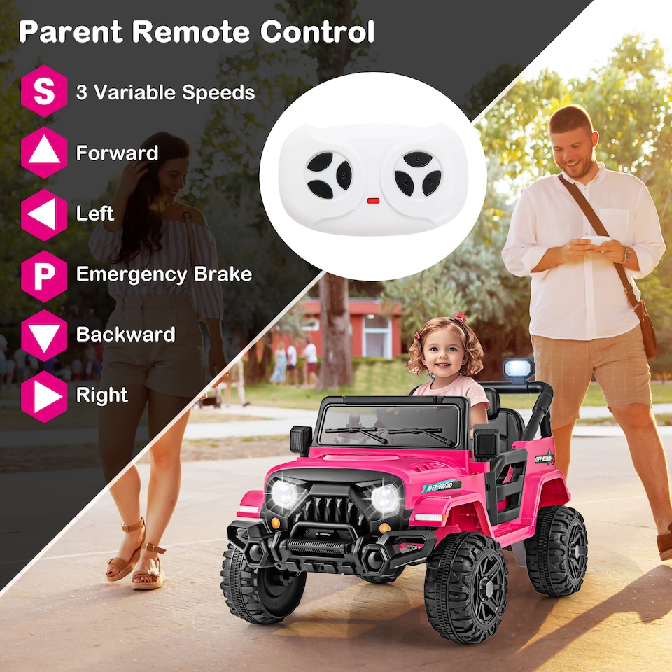 image 1 of COSTWAY 12V Kids Battery Powered Toy Vehicle Ride Pink