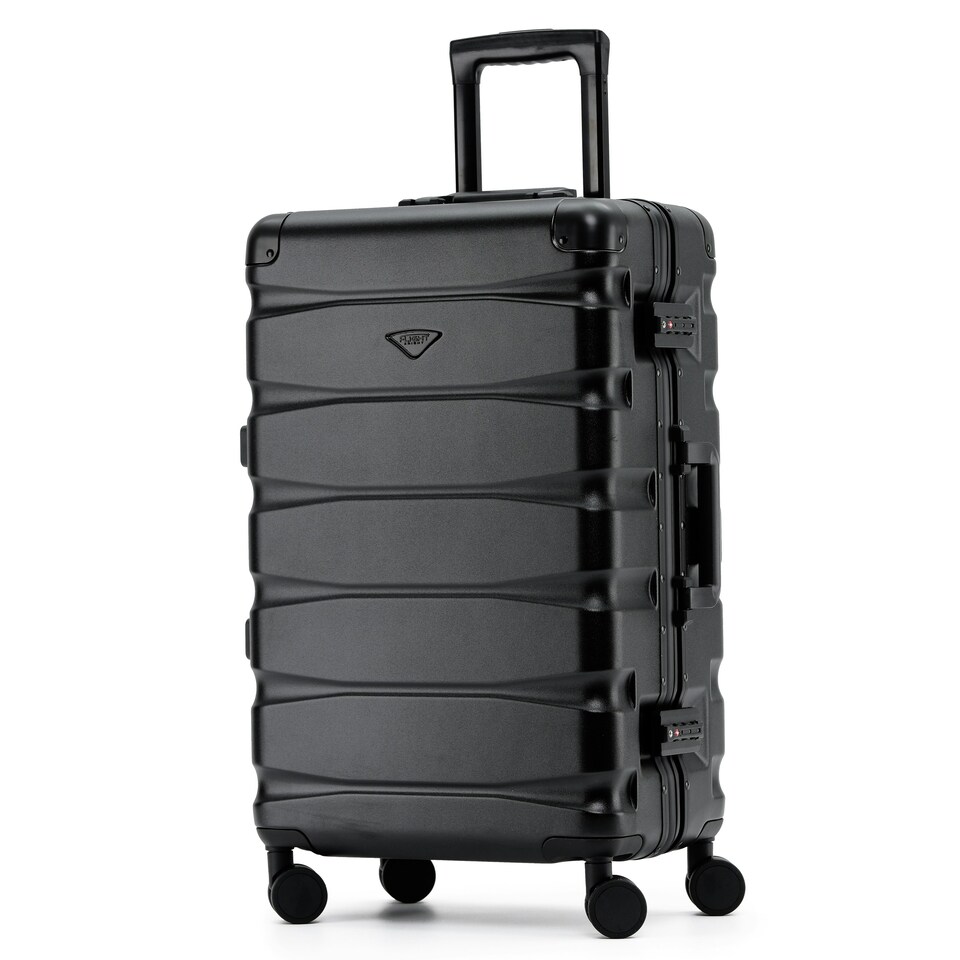 image 1 of Flight Knight Premium Travel Suitcase - 8 Wheels Built-in TSA Lock Aluminium Frame, ABS Hard Shell Carry on Check in Luggage - 100+ Airlines Approved Black | Black Mono | Medium