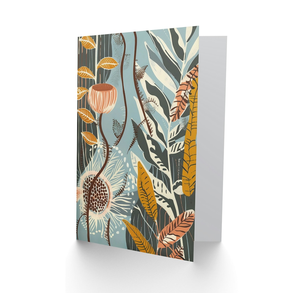 image 1 of Abstract Pastel Poppy Husks Botanical Design Her Birthday Card