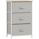 image 1 of HOMCOM Vertical 3-Tier Linen Drawer Cabinet Organizer Storage Dresser Tower with Metal Frame Adjustable Feet for Living Room, Bathroom, Kitchen, White, Oak and Light Grey