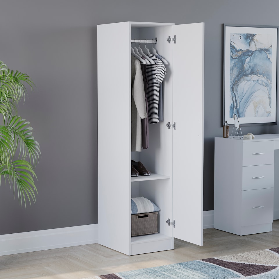 image 1 of Vida Designs Riano 1 Door Wardrobe With Shelf & Clothes Rail, White