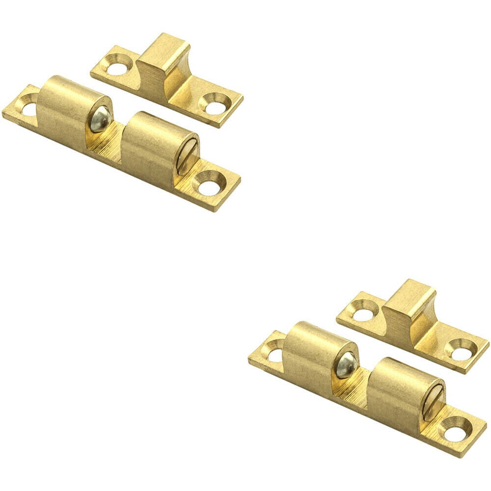 Loops 2x Double Ball Roller Cupboard Catch 43 x 8mm 34.5mm Fixing Centres Self Colour