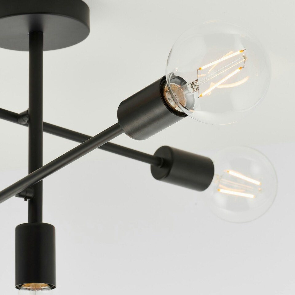 image 1 of Studio 5 Light Semi Flush Light Matt Black, E27
