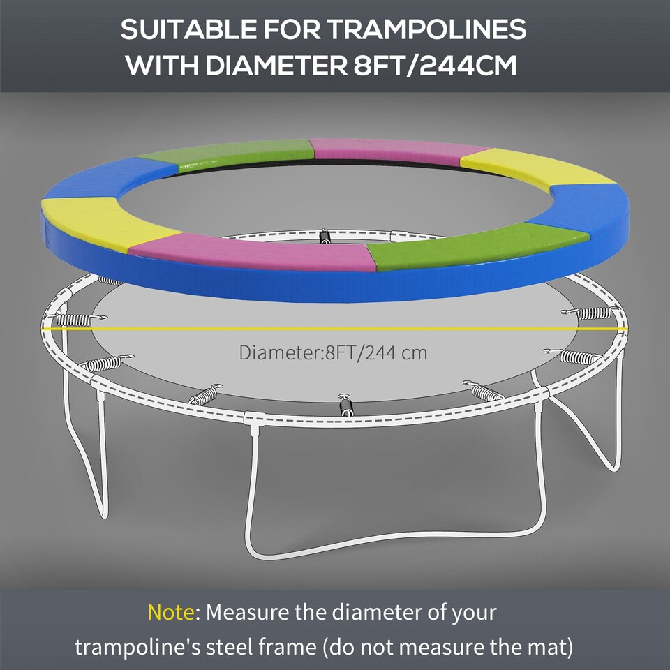 image 1 of SPORTNOW 8FT Trampoline Pad Spring Cover, Waterproof, Multi-Colored | Multi