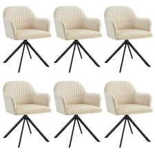 Lounge Armchair Living Room Accent Chair 360 Swivel Slim Steel Legs Velvet Fabric | Cream | cream/black | 6