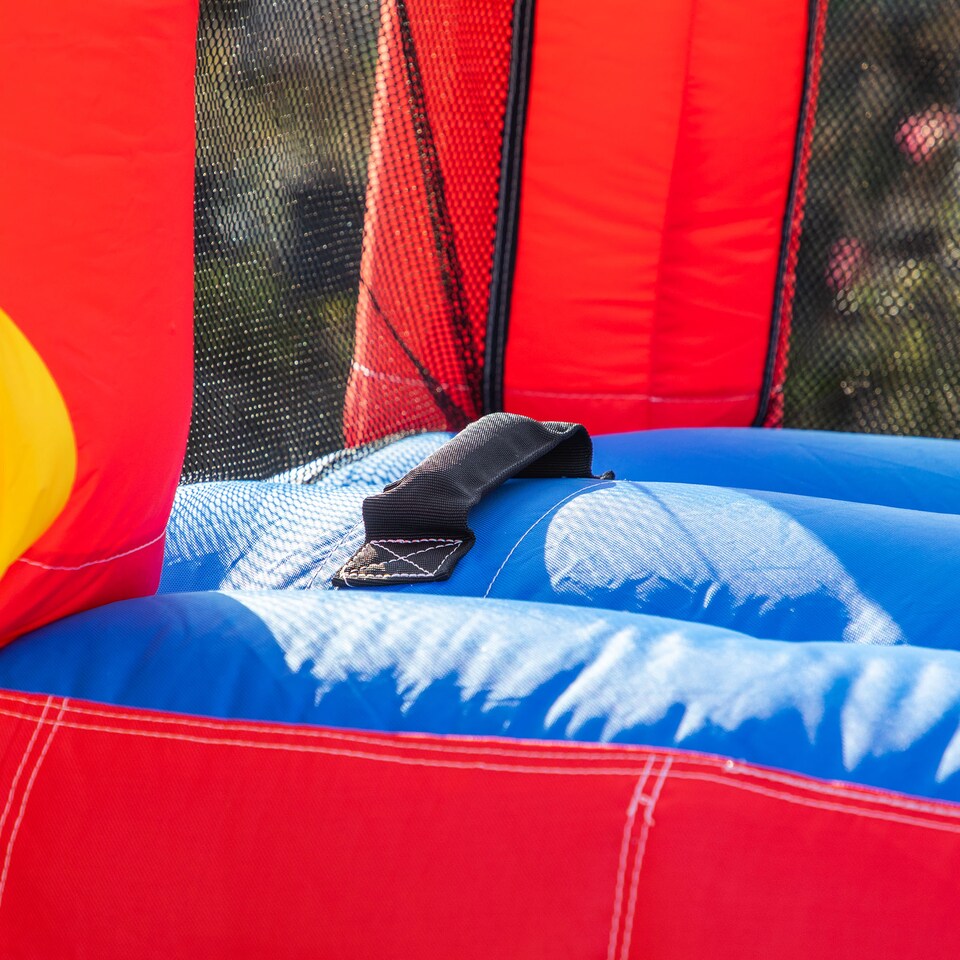 image 1 of Outsunny Kids Bouncy Castle w Slide, Pool, Trampoline, Climbing Wall, Blower