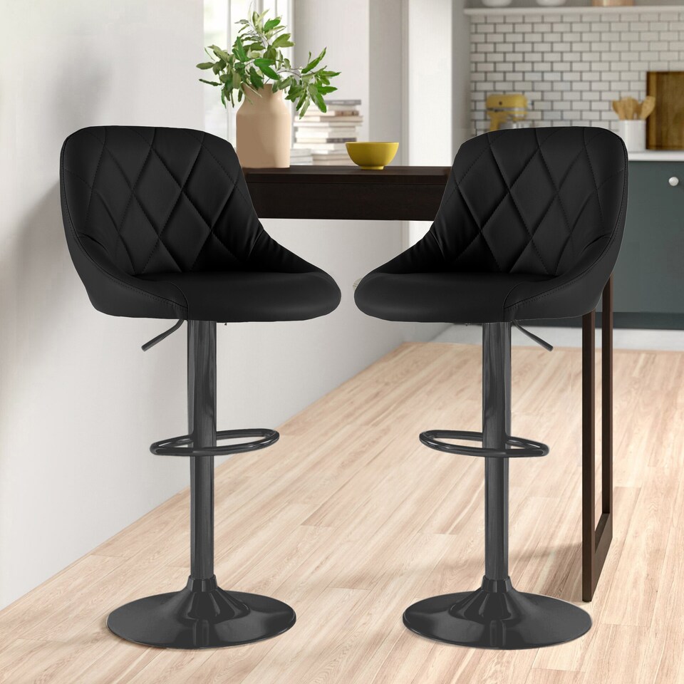 image 1 of Neo Black Faux Leather Bar Stools