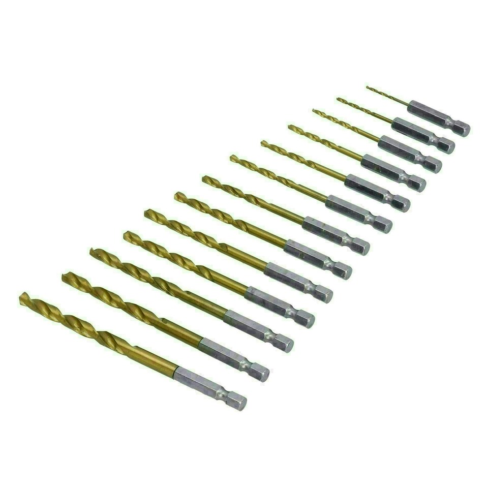 image 1 of Metric Titanium Drill Bit Set With 1/4" Hex Shank 1.5 - 6.5mm 13pc
